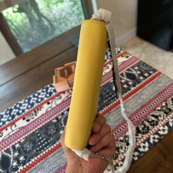 DKNY Gia Wallet on a Silver Chain Convertible Crossbody Yellow Leather NWT - Picture 10 of 11